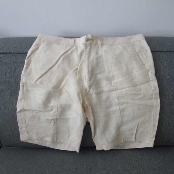 Old Navy 100% Linen Made in Vietnam Size 34 Tan Shorts - Picture 1 of 16
